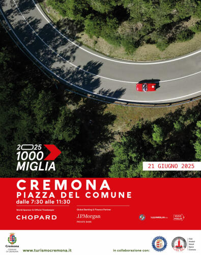 Sabato 21 giugno la 1000 Miglia passa da Cremona
