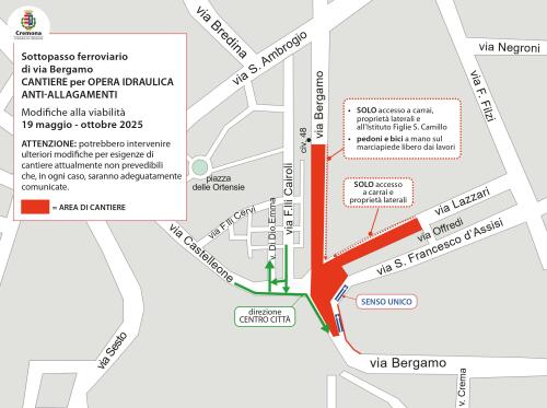 Lavori al sottopasso ferroviario, le modifiche alla viabilità in via Bergamo e dintorni