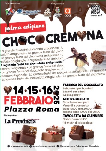 Dal 14 al 16 febbraio la festa più dolce in piazza Roma: ChocoCremona, festa del cioccolato artigianale