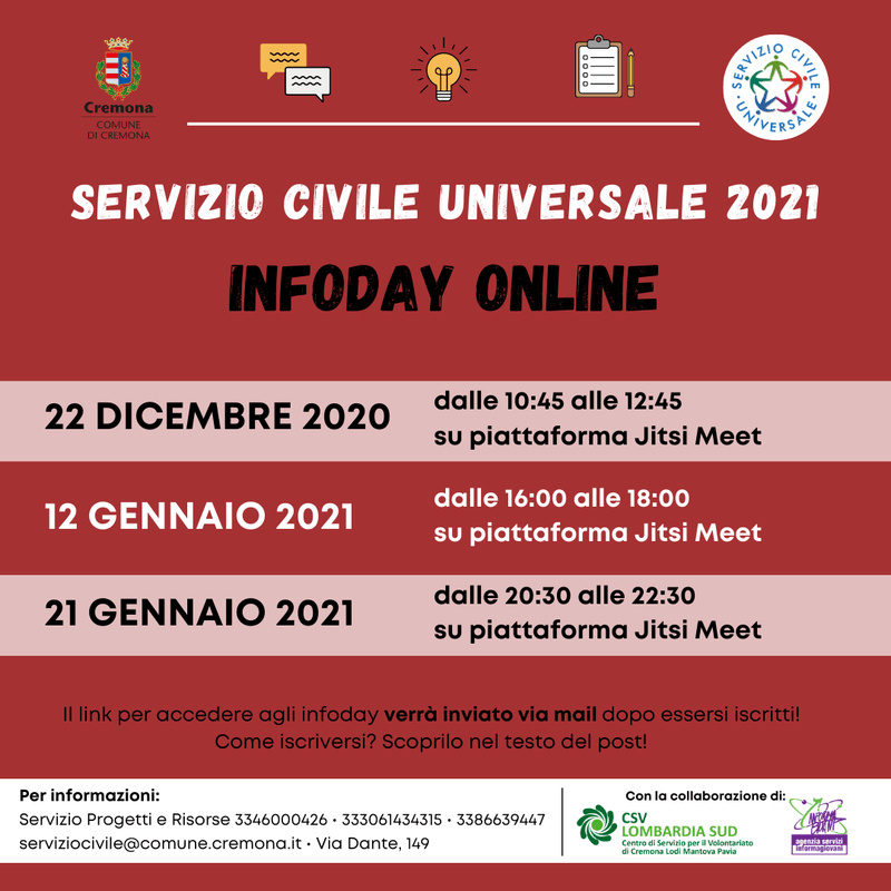 Programmati gli infoday per gli aspiranti volontari del servizio civile universale