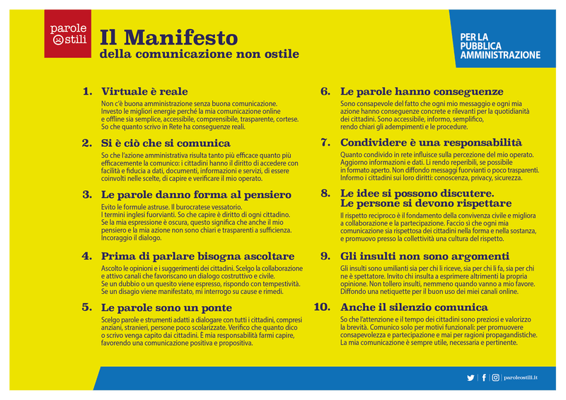 Il Comune di Cremona aderisce al manifesto della comunicazione non ostile