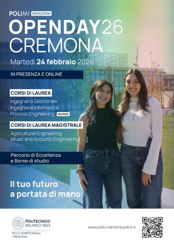 Open Day al Polo di Cremona del Politecnico di Milano: il 24 febbraio 2026 porte aperte per le future matricole
