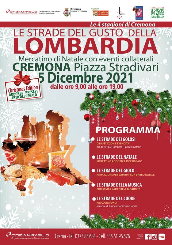 Domenica 5 dicembre mercatino di Natale in piazza Stradivari