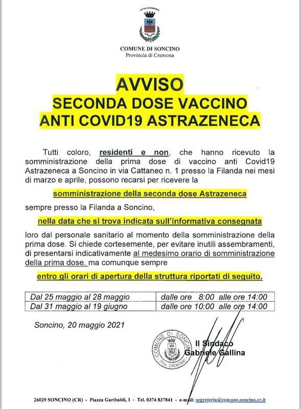 Soncino riapre l'hub alla Filanda per somministrare le seconde dosi a chi aveva avuto laggiù la prima dose