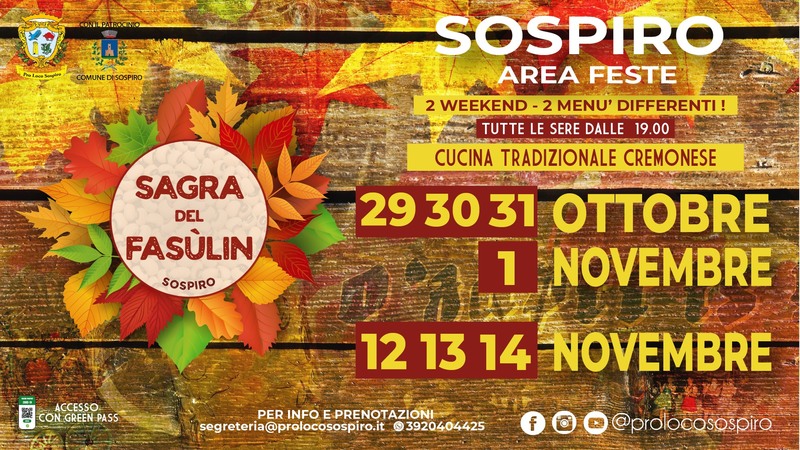 Fasulin: anche a Sospiro sagra (si ripeterà per due weekend)