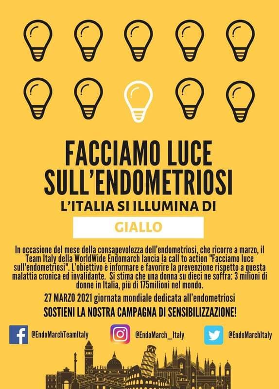 Sabato 27 marzo iniziativa sociale per gettare luce sul problema dell'endometriosi