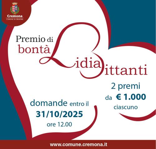 Premio bontà Lidia Bittanti, segnalazioni entro il 31 ottobre
