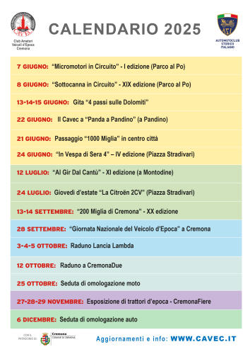 Ecco il calendario delle manifestazioni del Cavec 2025: un programma ricco
