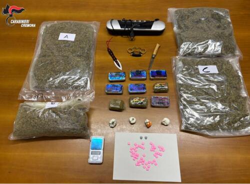 I carabinieri di Romanengo arrestano 21enne in possesso di oltre 3 kg di stupefacenti