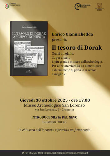 Il 30 ottobre al museo archeologico: Enrico Giannichedda protagonista col suo libro "il tesoro di Dorak"