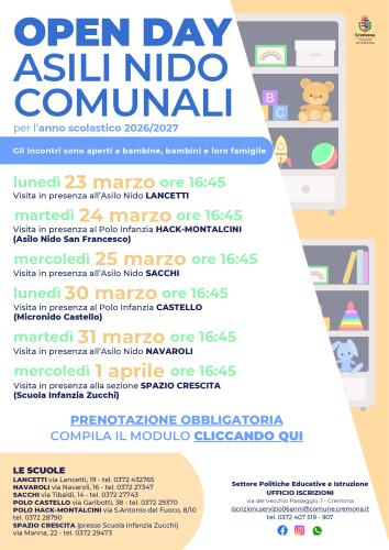 Dal 23 marzo al 1 aprile Open day degli asili nido comunali, per partecipare tempo fino al 31 marzo (bisogna iscriversi)