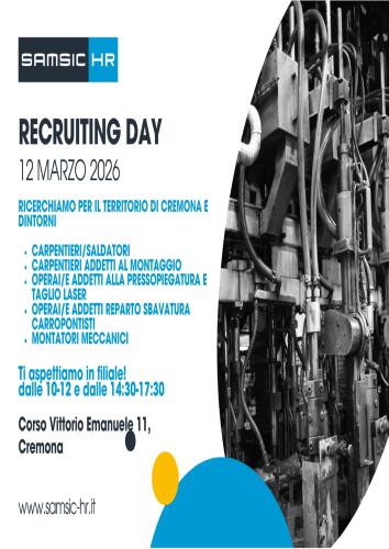Possibilità di occupazione per gli addetti del settore carpenteria: Recruiting Day