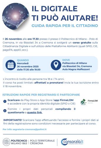 Corso di facilitazione digitale: al Politecnico di Milano, il 26 novembre protagonista l'uso consapevole degli strumenti digitali