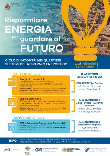 Risparmio energetico, nuovi appuntamenti nei quartieri e progetti per le scuole