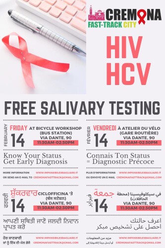 Ricerca di Hiv e Hcv: il 14 febbraio alla Gare des Gares di via Dante test salivari gratuiti ed anonimi