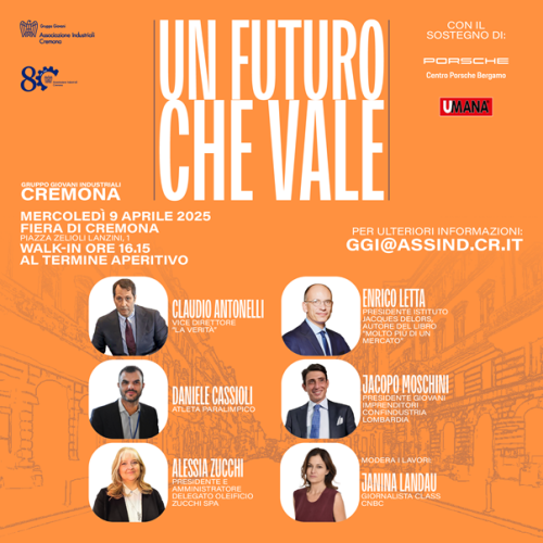 Il 9 aprile convegno dei giovani industriali "Un futuro che vale", fra gli ospiti Enrico Letta
