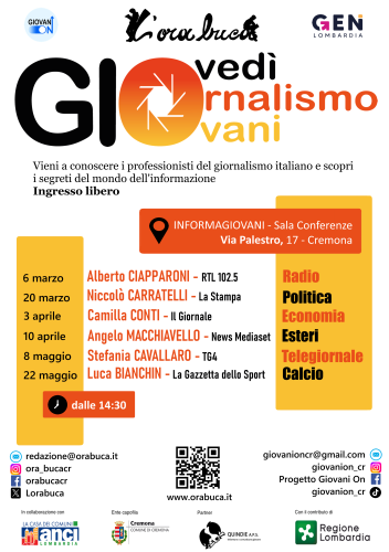 "GiOvedì GiOrnalismo GiOvani": ciclo di conferenze organizzato da "L'Ora buca" e Informagiovani con giornalisti di fama nazionale