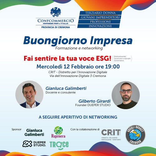 "Buongiorno impresa": il 12 febbraio primo appuntamento di Confcommercio Cremona per la formazione di imprenditori e professionisti
