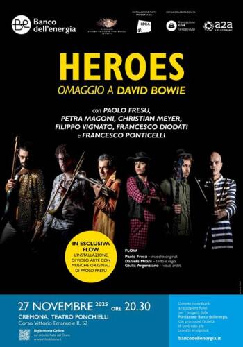 Il 27 novembre serata speciale "Heroes" al Ponchielli: la musica di David Bowie per sostenere i progetti contro la povertà energetica