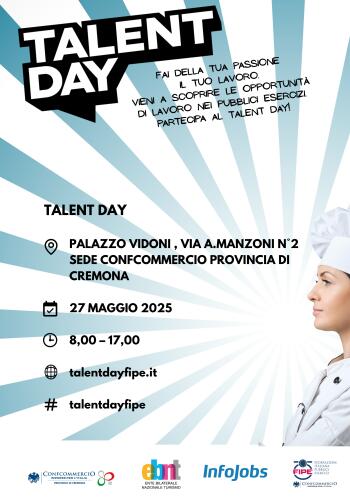 Il 27 maggio a Palazzo Vidoni Talent Day di Confcommercio: fatevi avanti se volete lavorare nel mondo della ristorazione