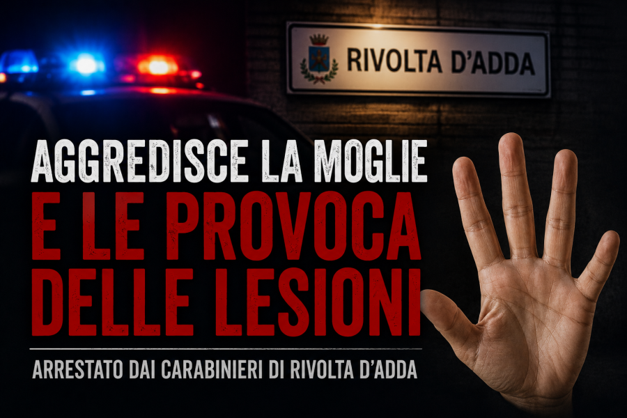 Rivolta d'Adda: aggressione e lesioni alla moglie, arrestato dai carabinieri