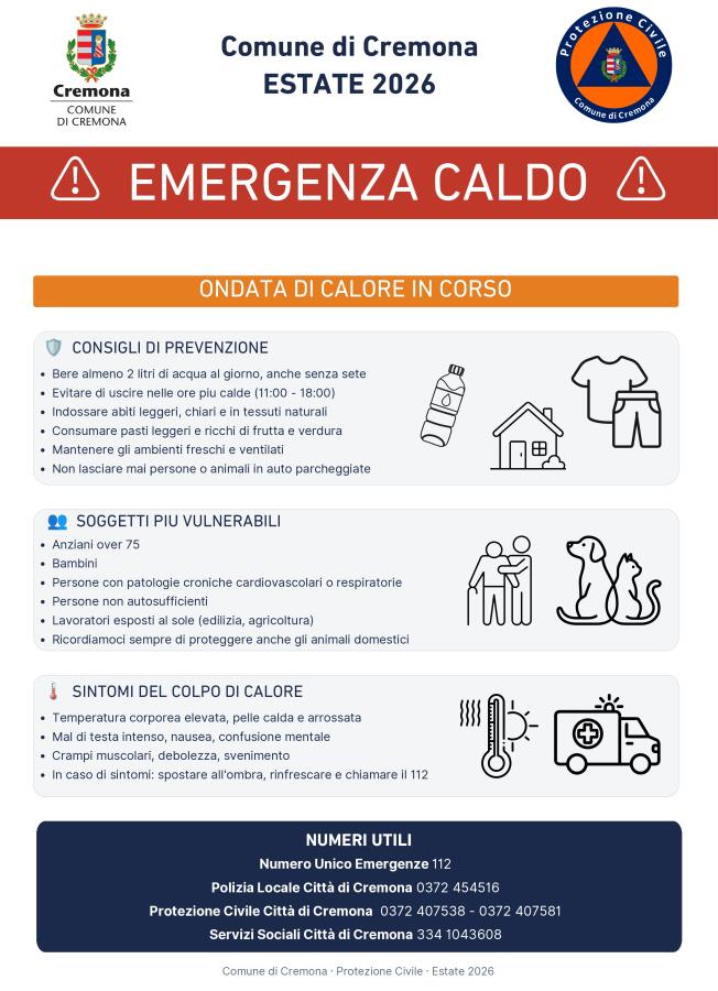 Emergenza caldo, tutte le informazioni utili sul sito e sui canali social del comune
