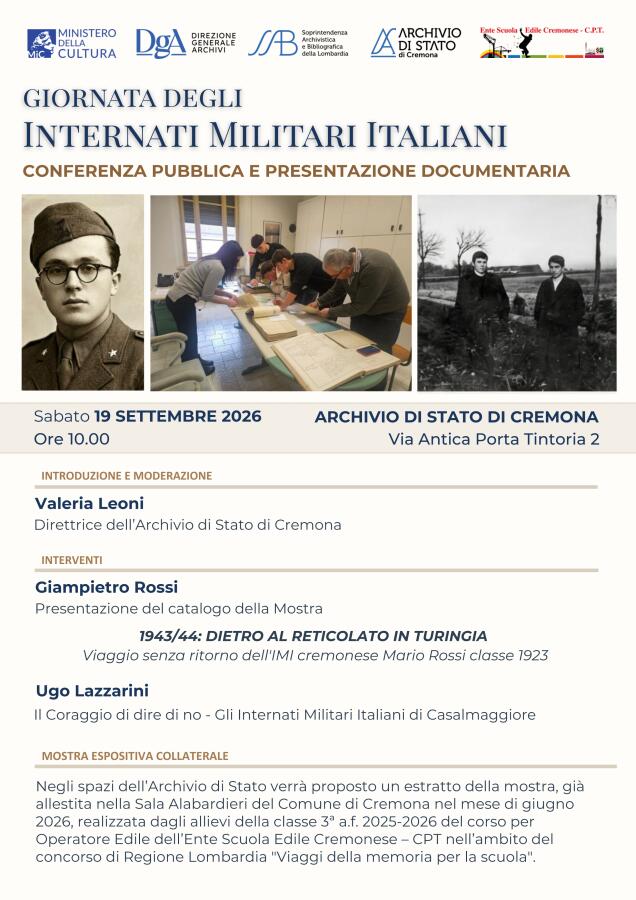Giornata degli internati militari italiani: all'archivio di stato incontro pubblico e mostra sulle vicende degli internati cremonesi