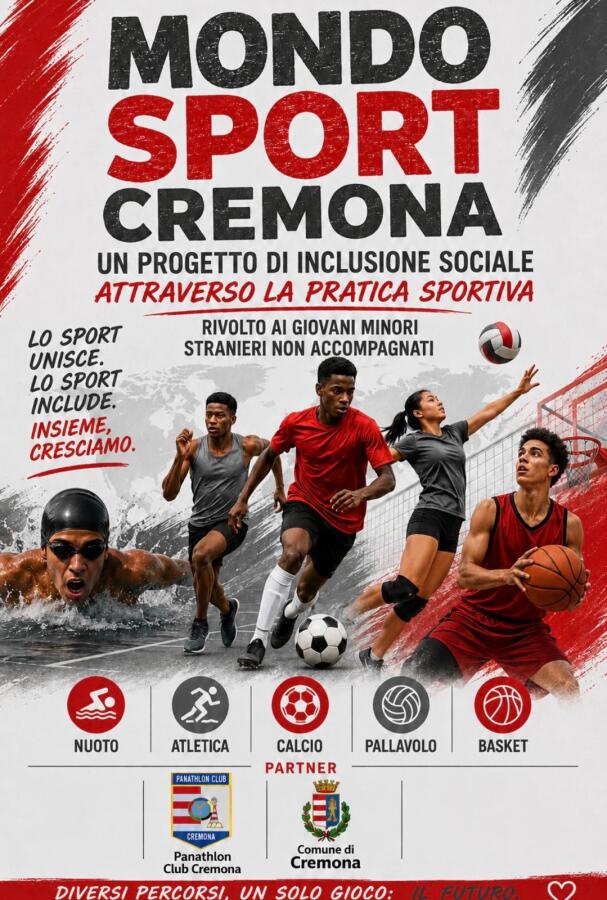 Mondo Sport Cremona: progetto di Panathlon Cremona con sostegno del Comune per spingere verso lo sport i minori stranieri non accompagnati