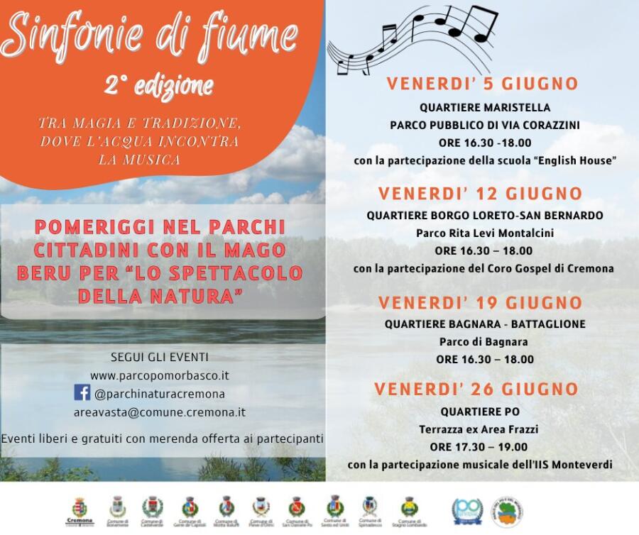 Sinfonie di fiume: venerdì 12 giugno al Parco Rita Levi Montalcini il mago Beru e il coro Gospel di Cremona