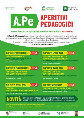 Dal 10 marzo al 9 giugno tre incontri dell'iniziativa "Aperitivi pedagogici"